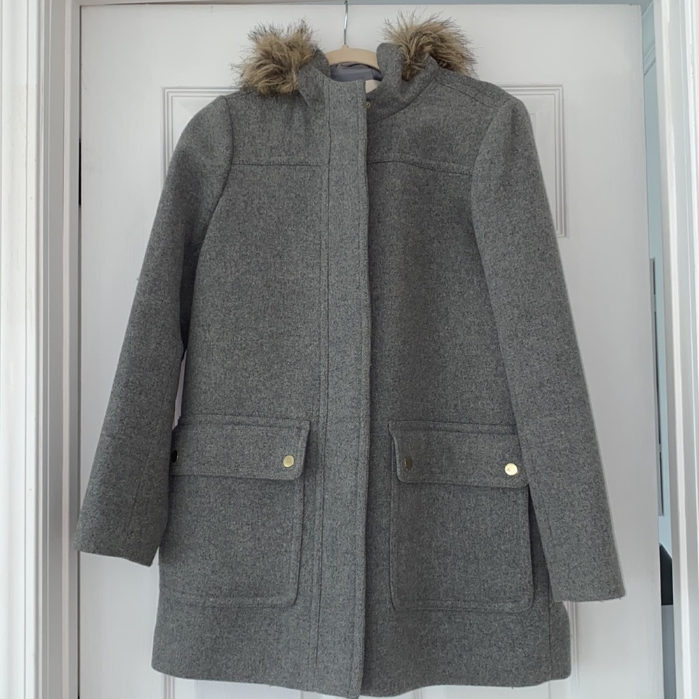 J. Crew Gray Wool Parka